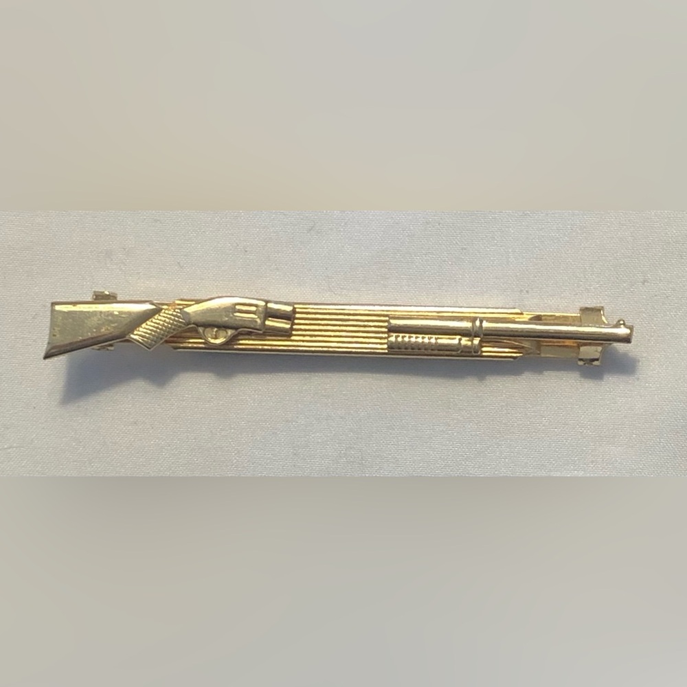 Vintage Gold Rifle Tie Bar - Men's Tie Clip- Adjustable- USA Sportsman